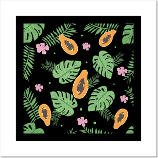 Various exotic fruit and leaves. Posters and Art